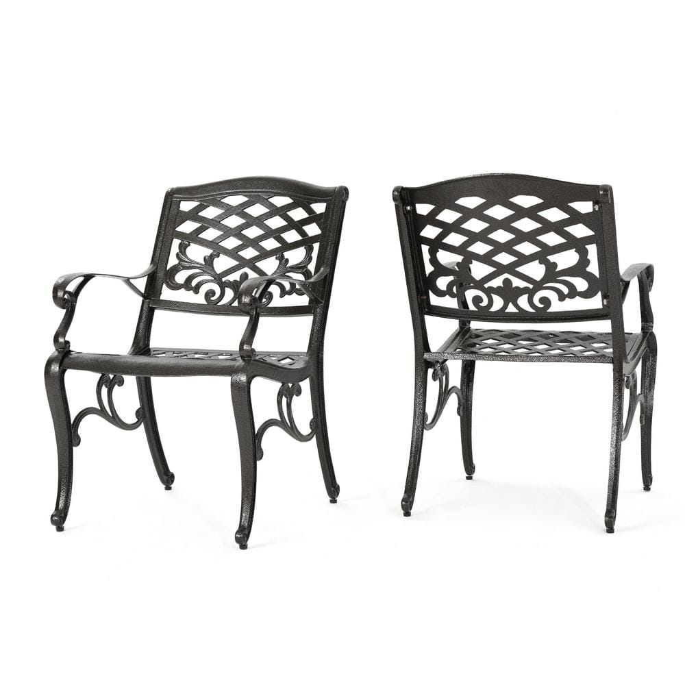 2-Piece Bronze Aluminium Outdoor Dining Chair