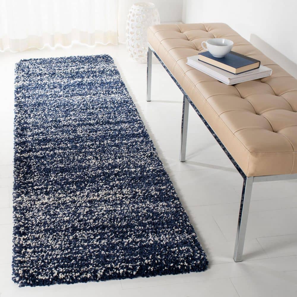 Hudson Shag 2 ft. x 12 ft. Navy/Ivory Solid Marle Runner Rug price history on PriceWatchPro