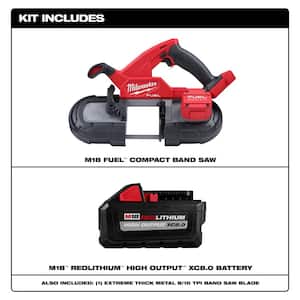 M18 FUEL 18V Lithium-Ion Brushless Cordless Compact Bandsaw w/HIGH OUTPUT XC 8.0 Ah Battery