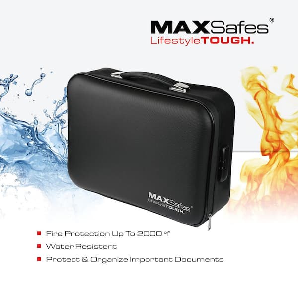 Up to 2000°F Fireproof Hard Document Case with Combination Lock Access in Black