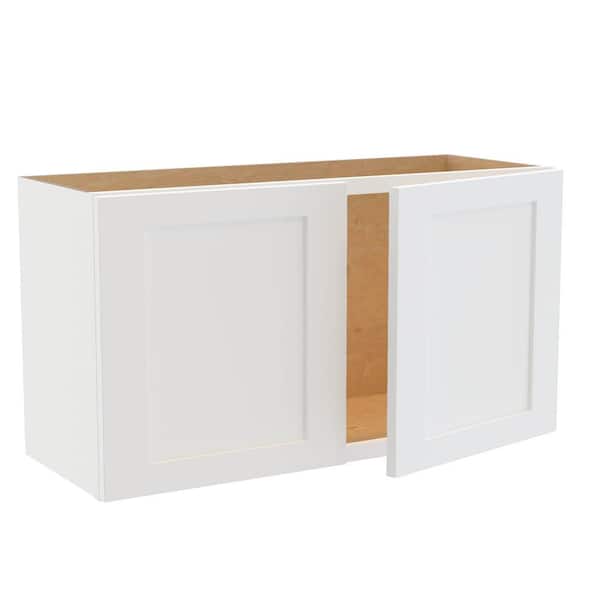 Newport 33 in. W x 12 in. D x 18 in. H Assembled Plywood Wall Bridge Kitchen Cabinet in Pacific White with Soft Close