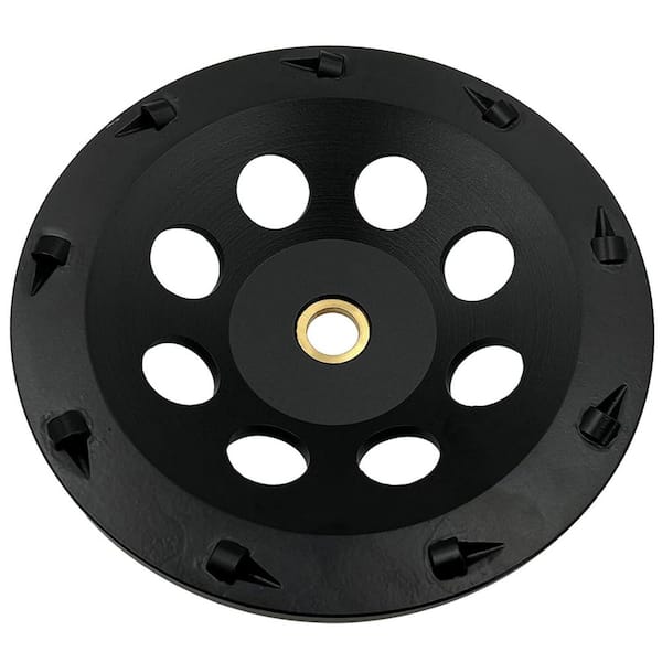 EDiamondTools 7 in. PCD Grinding Wheel, 9 Quarter Round PCD Segments, 7/8 in.-5/8 in. Non-Threaded Arbor