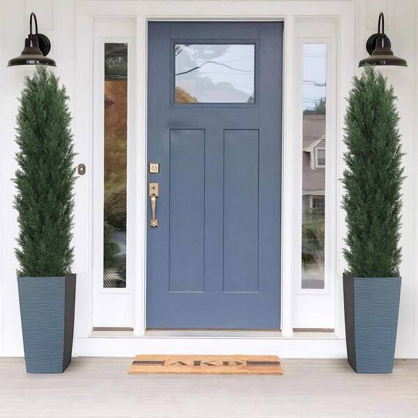 HOYMN 6 ft. Artificial Cedar Topiary Tree 2-Pack, UV-Resistant