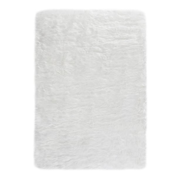 White 6 ft. x 9 ft. Fluffy Furry Faux Sheepskin Fur Rug Area Rug