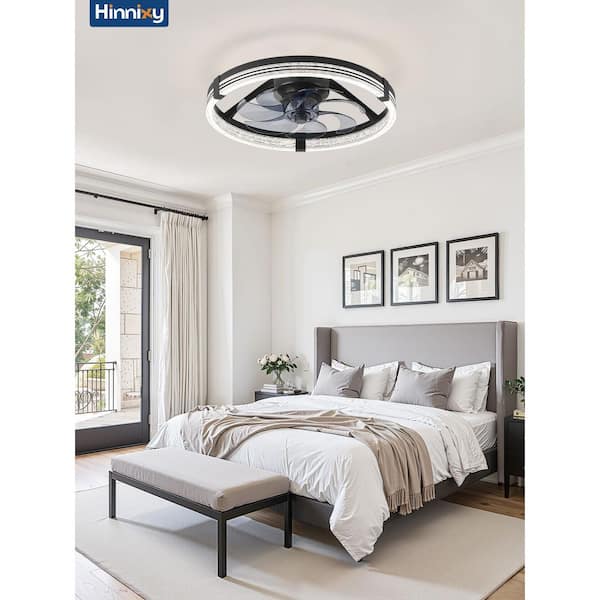 20 in. Crystal Black Indoor Ceiling Fan with Light 6-Speed and Remote/App Control, 3CCT, Quiet DC Motor for Bedroom