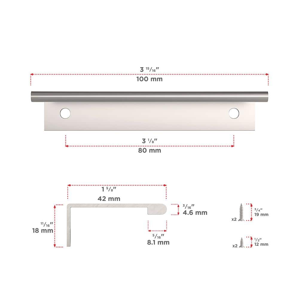 Brushed Stainless Steel Modern Recessed Cabinet Pull Handle