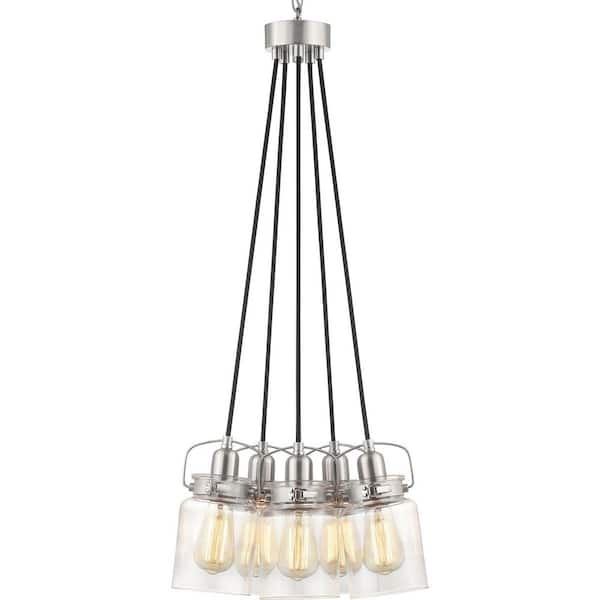 Progress Lighting Calhoun Collection 5-Light Brushed Nickel Chandelier with Shade