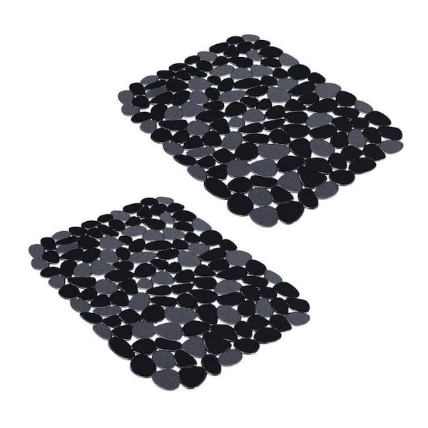 Pebble Sink Mats Black PVC Sink Saddle Protectors for Stainless Steel Porcelain Sink Dishes Glassware 2 Pack