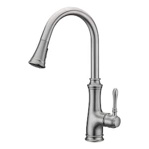 ANZZI Orbital Single-Handle Pull-Down Sprayer Kitchen Faucet in Brushed ...