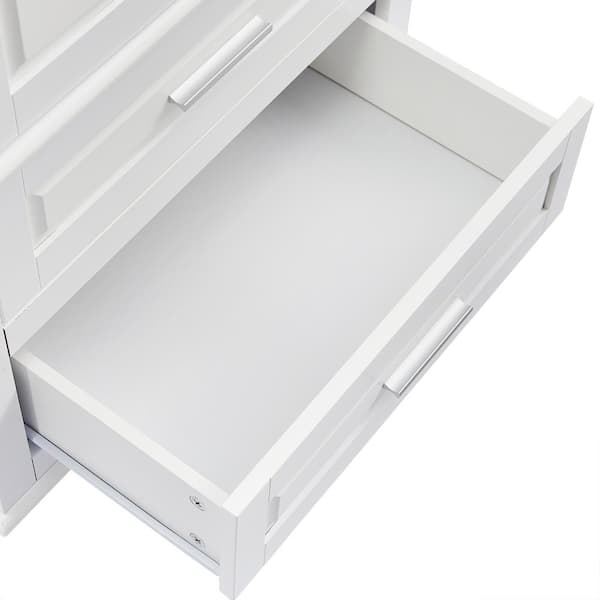 24 in. W x 15.7 in. D x 70 in. H White Linen Cabinet with 3 Drawers and Adjustable Shelf