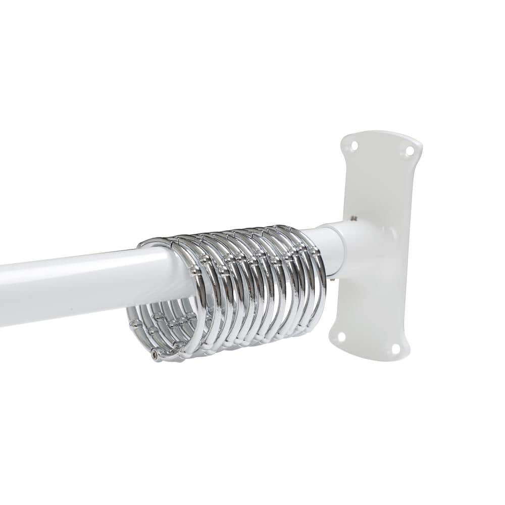 Adjustable White Aluminum L-Shaped Corner Shower Curtain Rod