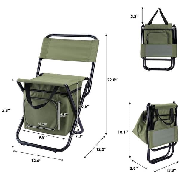 Tunearary Green Outdoor Folding Camp Picnic Fishing Director's Chair with  Side Table Storage Pockets T241HZ18G - The Home Depot