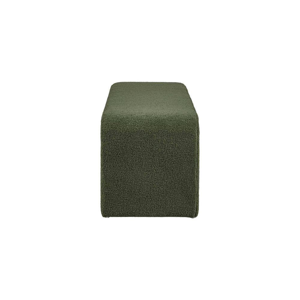 Green Boucle Upholstered Waterfall Bench 52" Wide