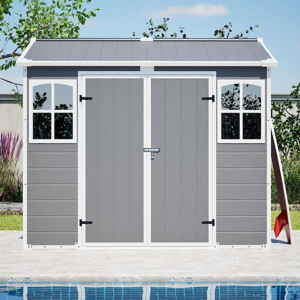 8 ft. Wx6 ft. D Plastic Utility Lockable Storage Shed with Floor