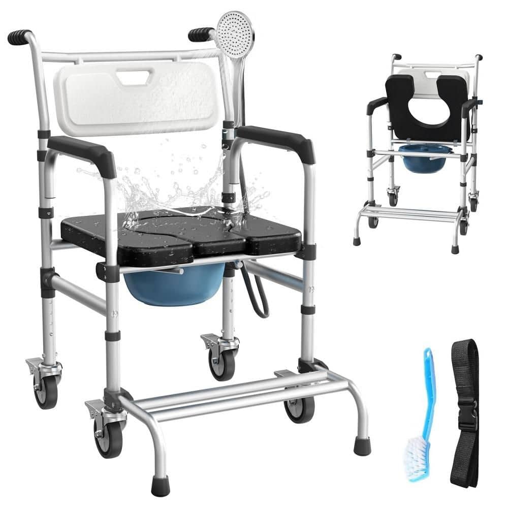 4-in-1 Height Adjustable Toilet Safety Frame, Raised Toilet Seat with Wheels, 350 lbs. Support, Waterproof for Elderly price history on PriceWatchPro