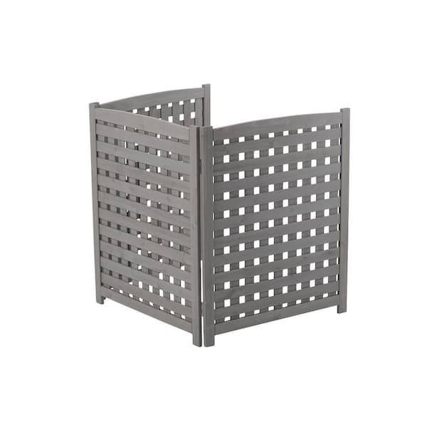 3-Panel Outdoor Air Conditioner Fence Screen, Outside Wood Privacy Fence in Grey