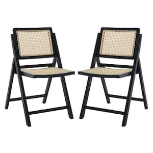 Desiree Black/Natural 17.8 in. Wood Dining Chair Set of 2