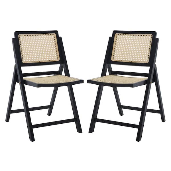 SAFAVIEH Desiree Black/Natural 17.8 in. Wood Dining Chair Set of 2