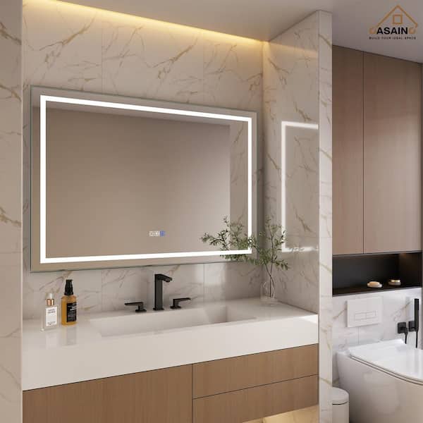 48 in.W x 36 in. H Large Rectangular Frameless LED Wall-Mounted Bathroom Vanity Mirror in Silver Ultra Bright