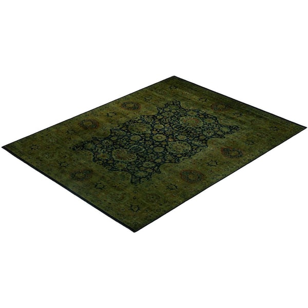 Fine Vibrance Black 9 ft. x 12 ft. Solid Wool Indoor Area Rug
