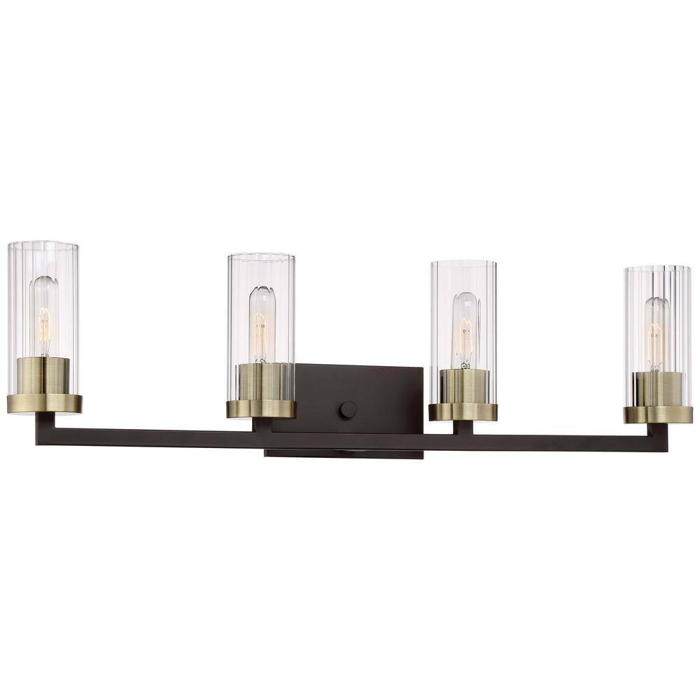Ainsley Court Aged Bronze and Brass 4-Light Vanity Fixture