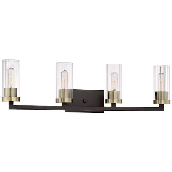 Minka Lavery Ainsley Court 4-Light Aged Kinston Bronze with Brushed Brass highlights Bath Light