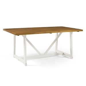 72 in. Reclaimed Barnwood/White Wash Solid Wood Trestle Dining Table
