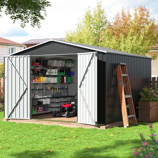 10 ft. W x 10 ft. D Metal Outdoor Storage Shed with Lockable Doors and Vents (100 sq. ft.)