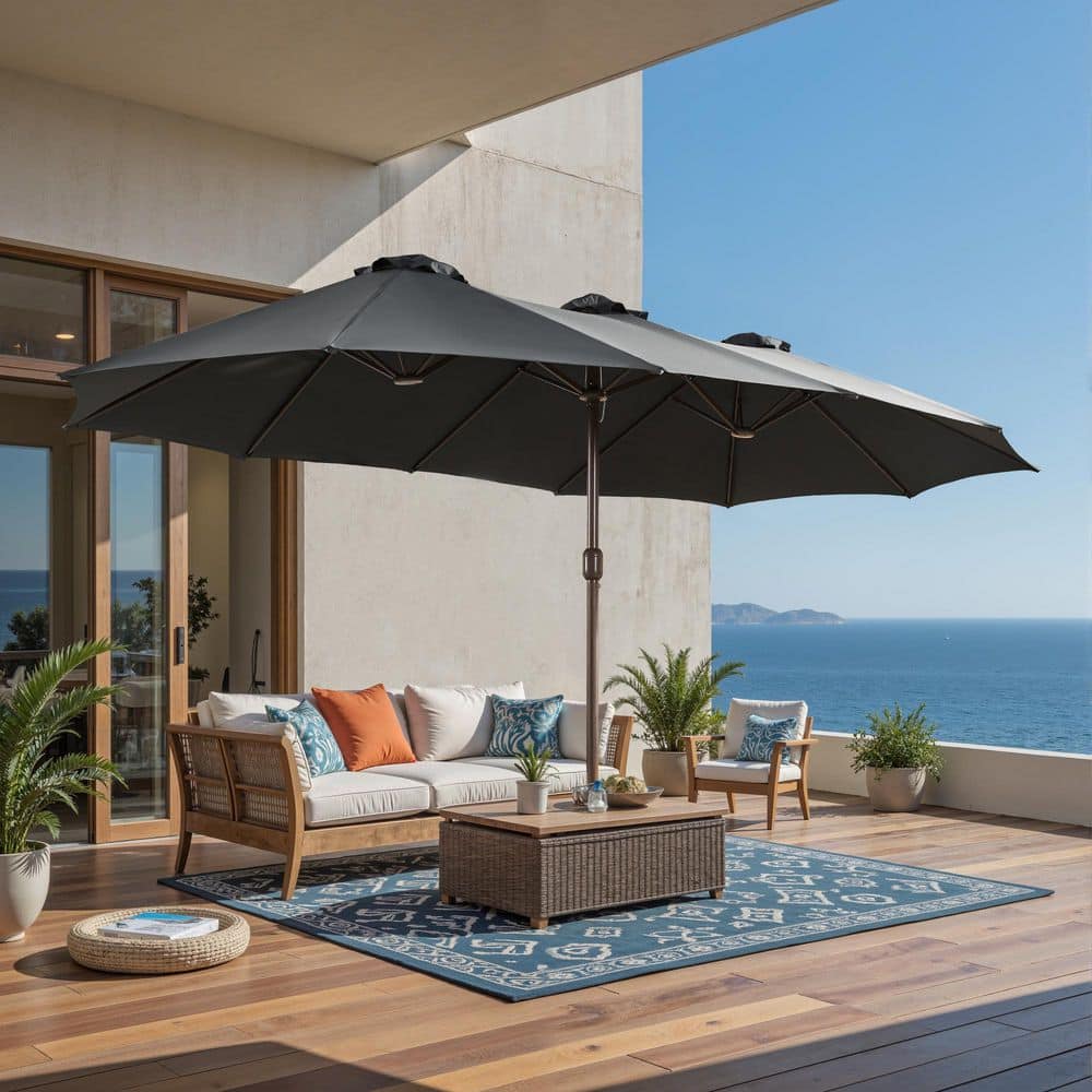hometrends patio umbrella UV-Resistant Tilting You could enjoy the convenience of adjusting the canopy angle with ease C-Hopetree 9 ft Outdoor Patio