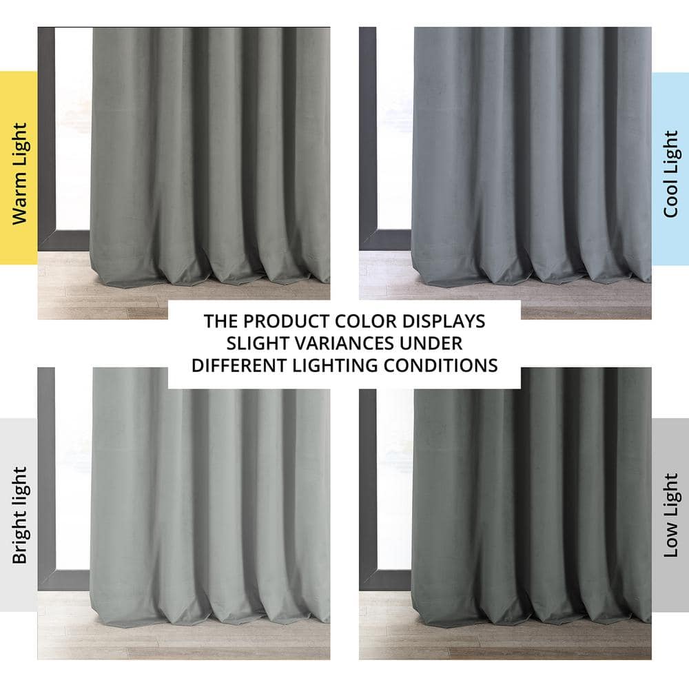 Silver Grey Velvet Thermal Blackout Curtains 96 Inch Long
