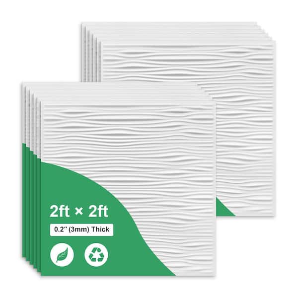 White 2 x 2 ft. Decorative Textured Waterproof and Fire-Rated Ceiling Tile 48 sq. ft. / case(12 Piece Tiles)