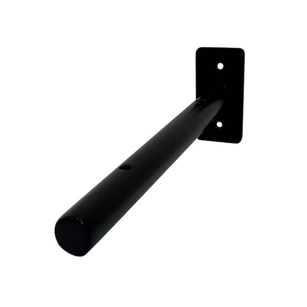 9. 25in. Matte Black Steel Round Post Shelf Bracket