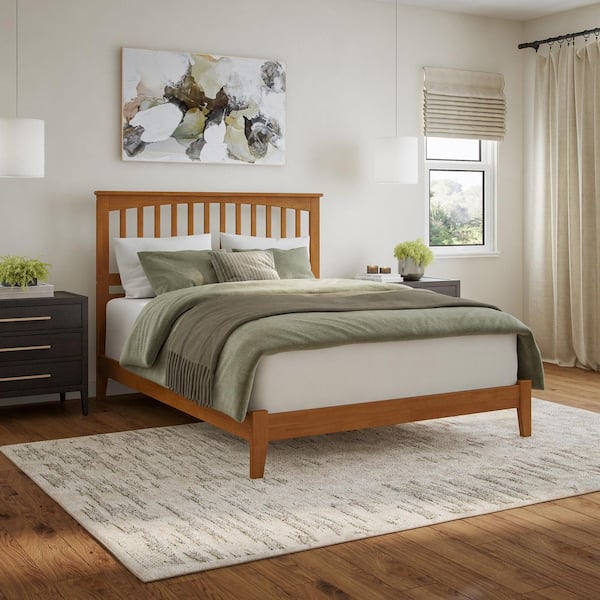 AFI Mission Light Toffee Natural Bronze Solid Wood Frame Queen Low Profile Platform Bed
