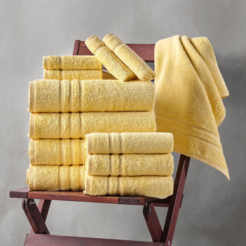 Hawmam Yellow Turkish Cotton 4-Piece Bath Towel Set