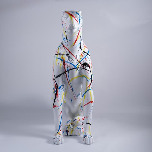maocao hoom 31.5 in. H Large Modern Resin Leopard Sculpture, Classical Leopard Statues for Home Decor