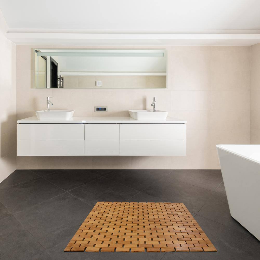 Medium Natural Bamboo Foldable Non-Slip Bath Mat