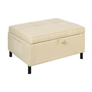 Beige 2-in-1 Sofa Bed Footrest Ottoman