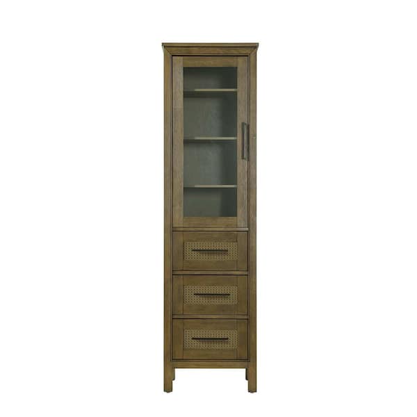 20 in. W x 18 in. D x 72 in. H Brown Freestanding Linen Cabinet