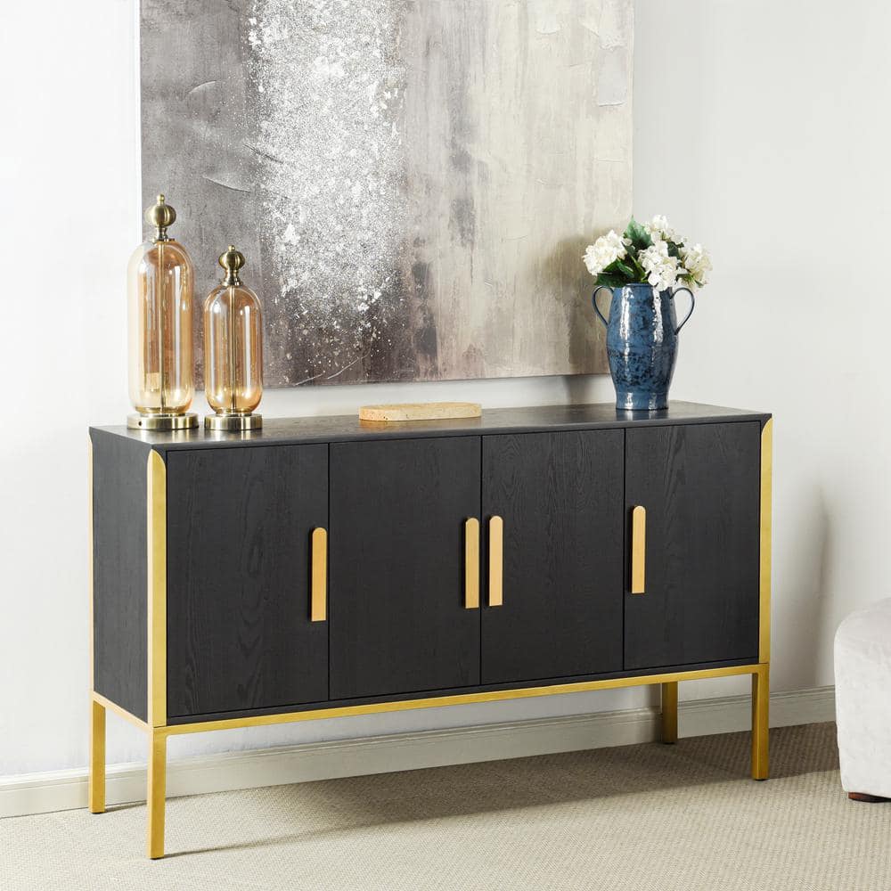 Black, Brass Gold Coating 37.8 in. Accent Cabinet with 6 Shelves price history on PriceWatchPro