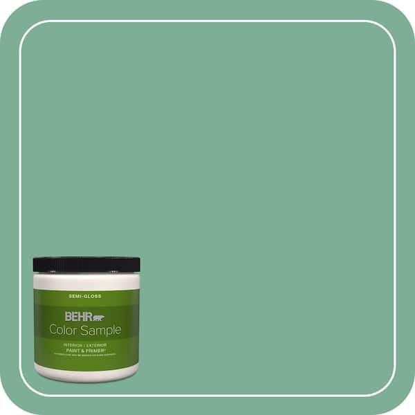 BEHR PREMIUM PLUS 8 oz. #MQ6-12 Nature Green Semi-Gloss Interior/Exterior Paint & Primer Color Sample