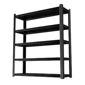 Black Metal Shelving Unit with 5-Removable Dividers for Garage, Kitchen, Office(35.43 in. W x 72.05 in. H x 15.75 in. D)