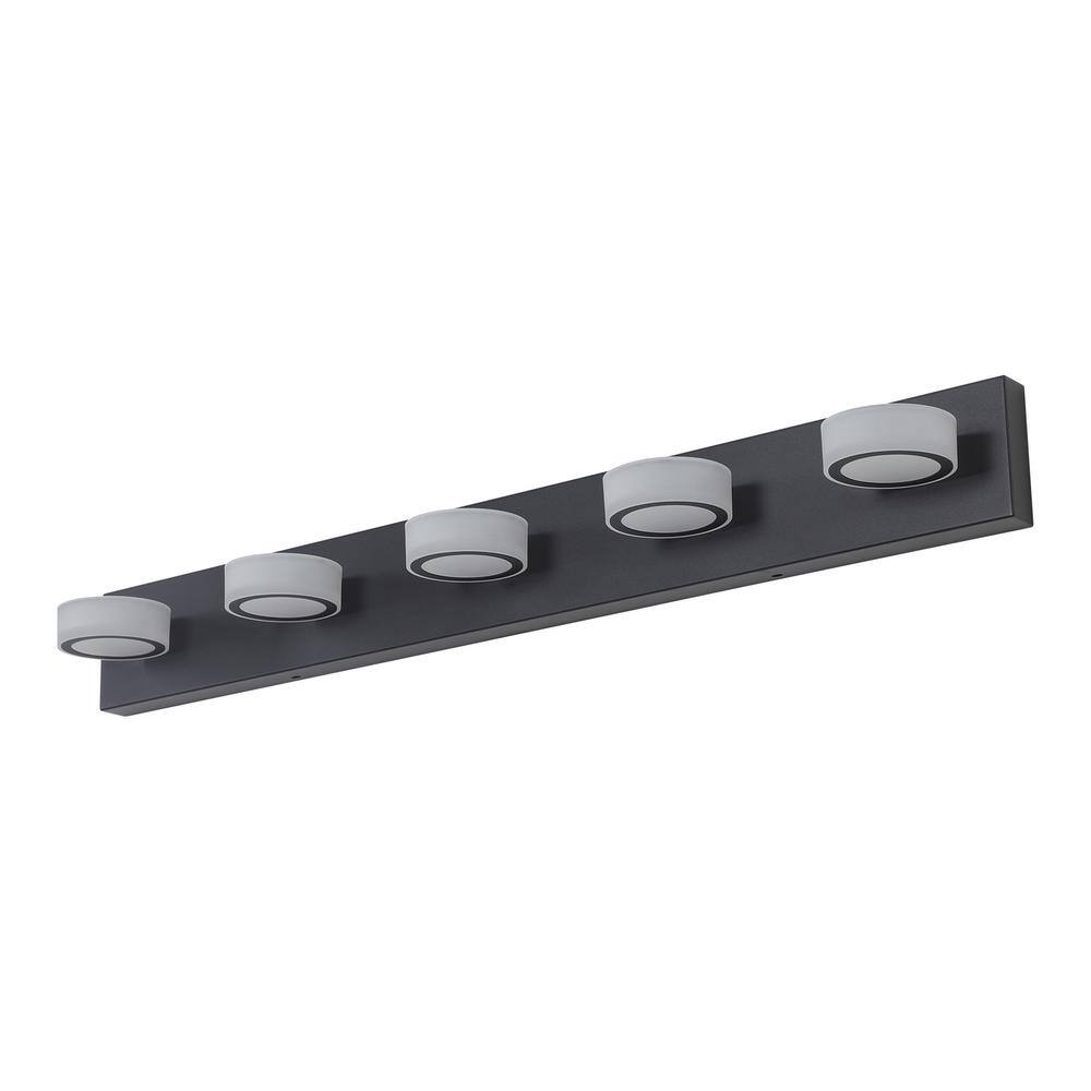 37 in. 5-Light Black LED Bathroom Vanity Light Over Mirror with Frosted Acrylic Shade Adjustable Lamp Head price history on PriceWatchPro