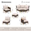 PHI VILLA 8-Piece Brown Rattan Patio Sectional Set