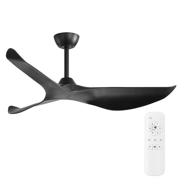 38 in. Indoor/Outdoor Black Ceiling Fan without Light for Bedroom, Quiet 6-Speed Reversible DC Motor Included