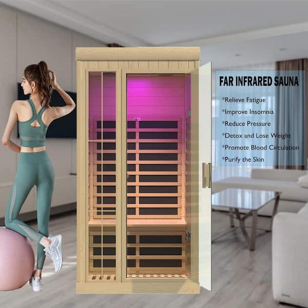 Xspracer Moray 1-2 Person Hemlock The Home Heaters with 7 Depot Far-infrared Sauna - and Crystal Chromotherapy JH-W632S00009 Carbon