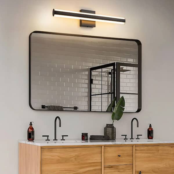 Besima 23.8 in. Modern Black Linear Tubed LED Bathroom Vanity Light Fixtures over Mirror