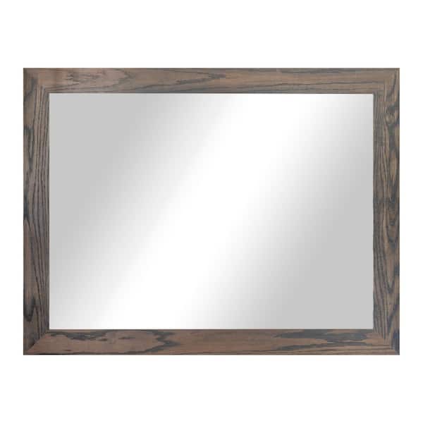 Rayne Mirrors 3 in Carbon Grey Frame (42 in. W x 33 in. H) Oak Hardwood Rectangle Wall Mirror