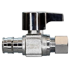 1/2 in. Chrome-Plated Brass PEX-A Expansion Barb x 3/8 in. Compression Quarter-Turn Straight Stop Valve