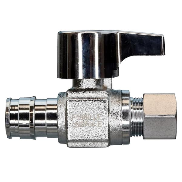 1/2 in. Chrome-Plated Brass PEX-A Expansion Barb x 3/8 in. Compression Quarter-Turn Straight Stop Valve