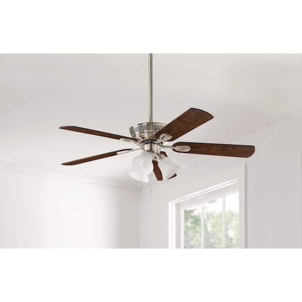 Glendale III 52 in. LED Indoor Brushed Nickel Ceiling Fan with Light and Pull Chains
